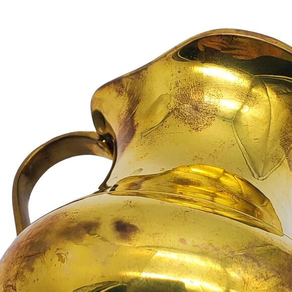 Brass Pitcher Small Creamer Vase Handle Rustic Farmhouse Vintage Home Decor - Picture 4 of 10